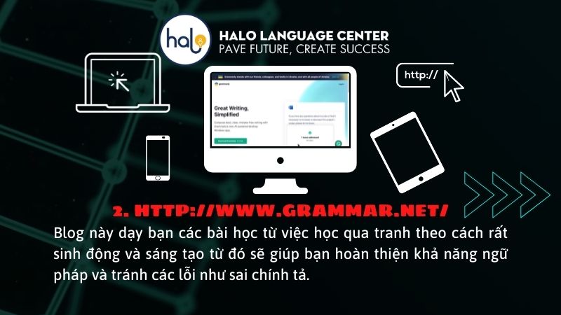 Website học tiếng anh Grammar.net - Halo Language Center