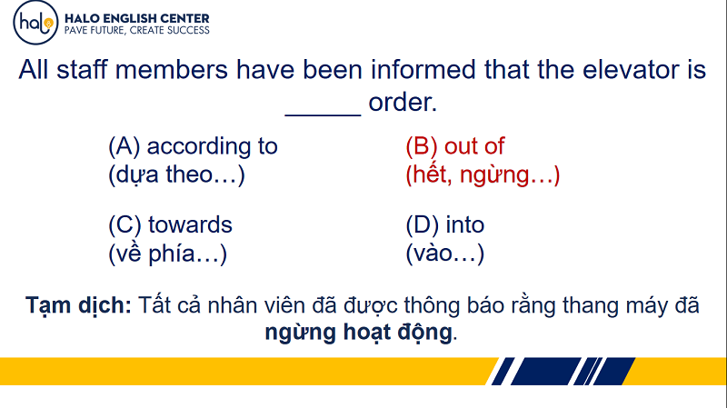 Từ Vựng TOEIC Out Of Order DA