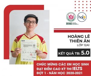 Hoàng Lê Thiên An lớp 12A1 đạt chứng chỉ IELTs 5.0