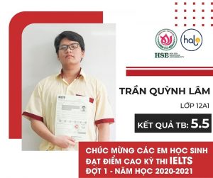 Bạn Trần Huỳnh Lam lớp 12A1 đạt chứng chỉ IELTS 5.5