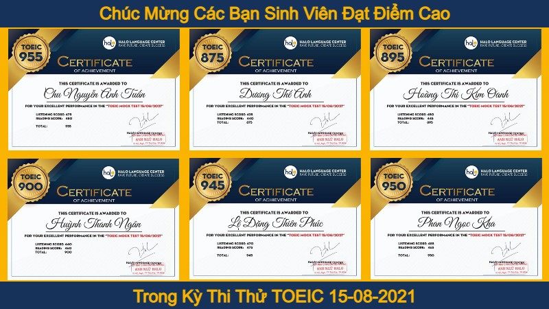 Chuc mung cac ban dat diem cao trong kỳ thi thử TOEIC Online