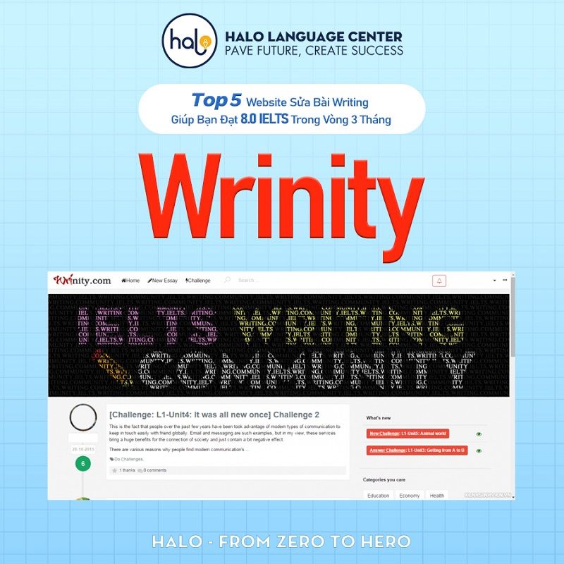 Website sua IELTS Writing - Wrinity