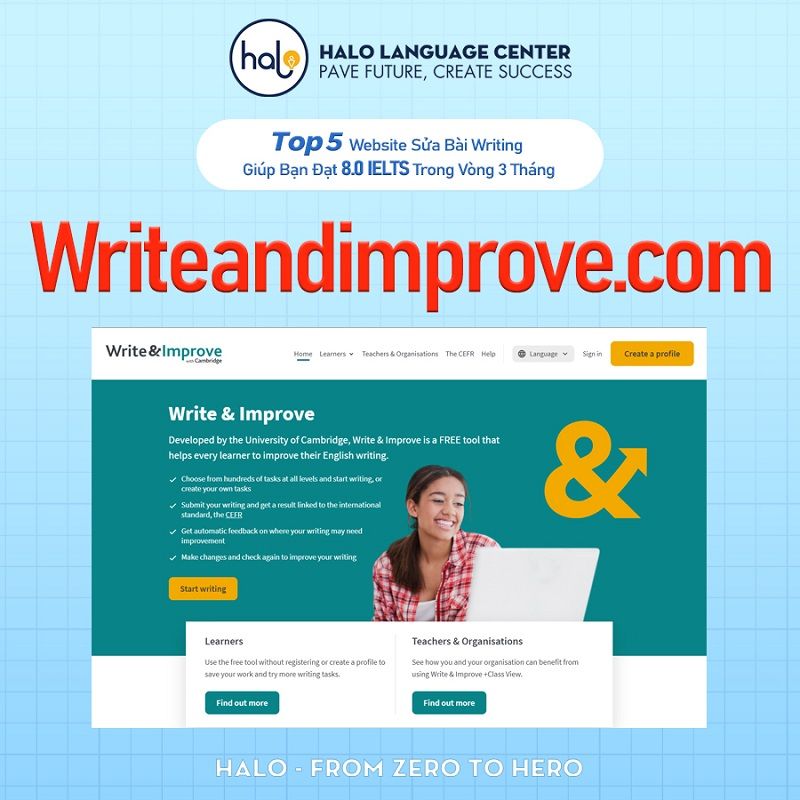 Website sua IELTS Writing - Writeandimprove.com
