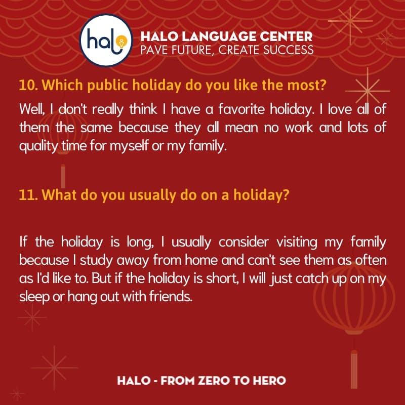 IELTS Speaking Part 1-Tet Holiday Question 10-11