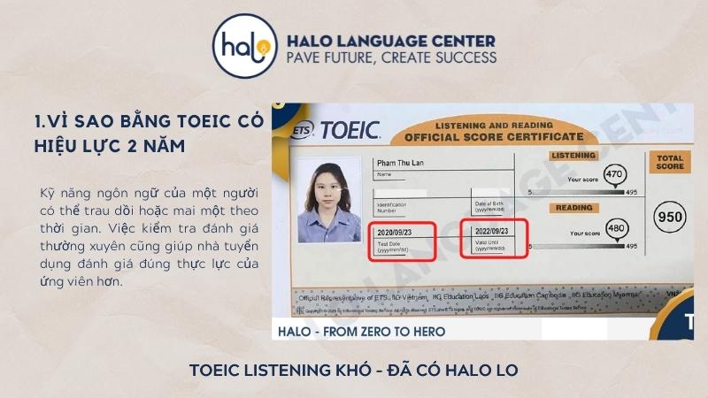 Vì sao chứng chỉ TOEIC có hiệu lực 2 năm - Halo Language Center