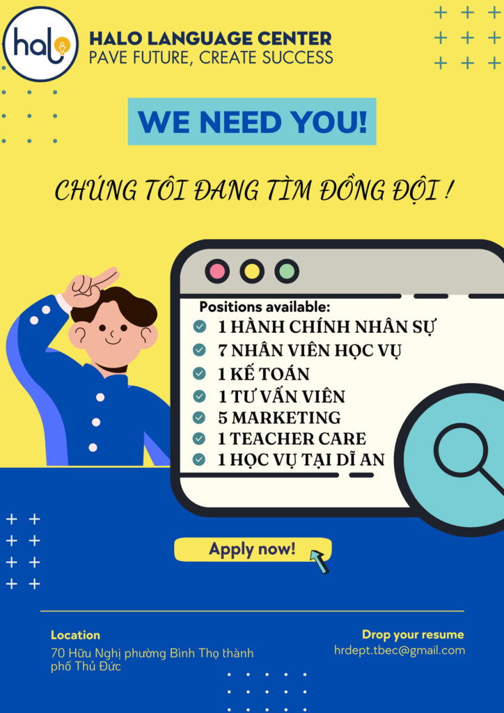 Trung tâm anh ngữ tại Thủ Đức tuyển dụng Thực Tập Sinh