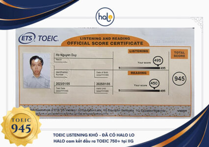 Chứng chỉ TOEIC 945 Hồ Nguyễn Duy