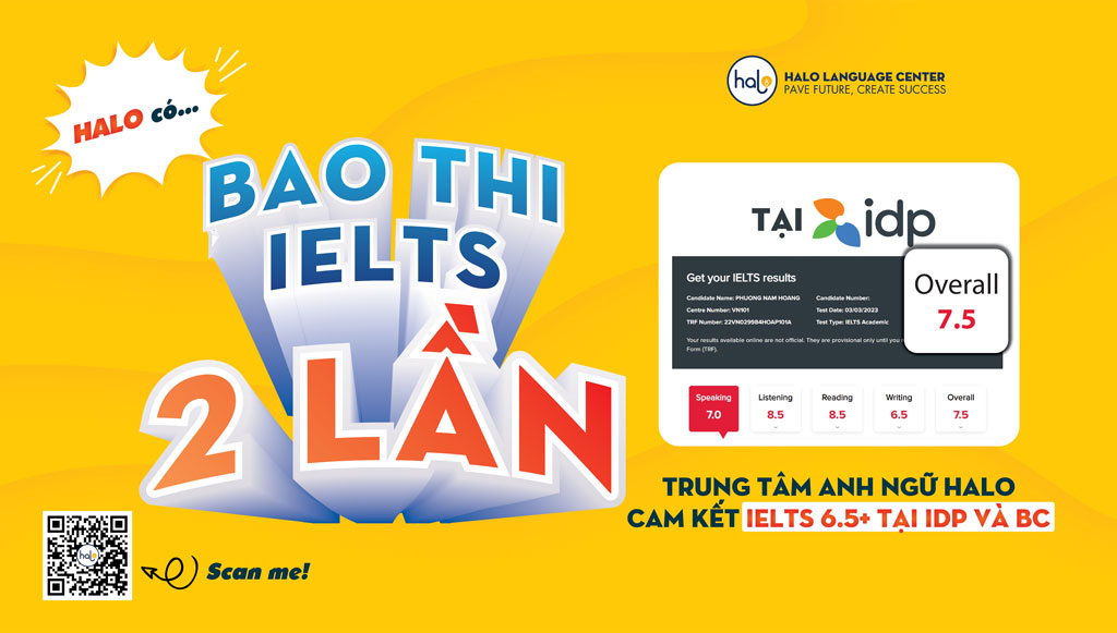 Halo bao thi IELTS 2 lần tại IDP