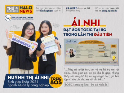 Chia sẻ kinh nghiệm đạt TOEIC 805 của Ái Nhi