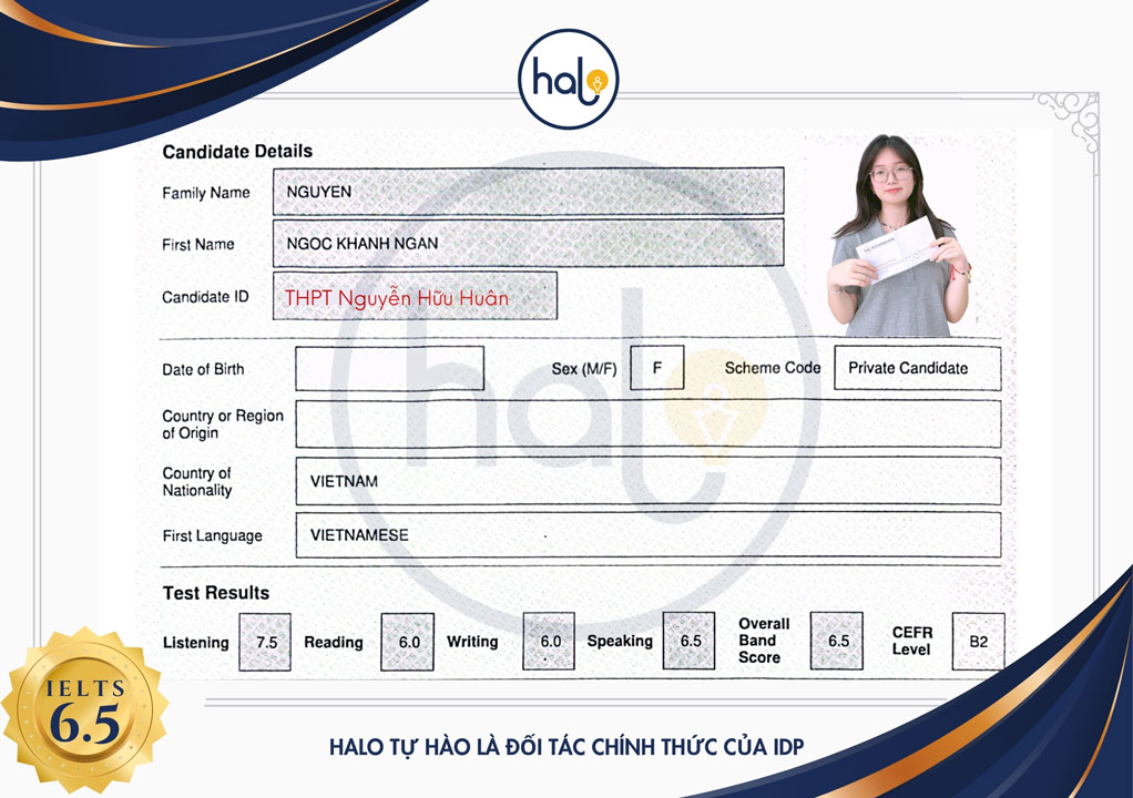 Chứng chỉ IELTS 6.5 - Nguyễn Ngọc Khánh Ngân