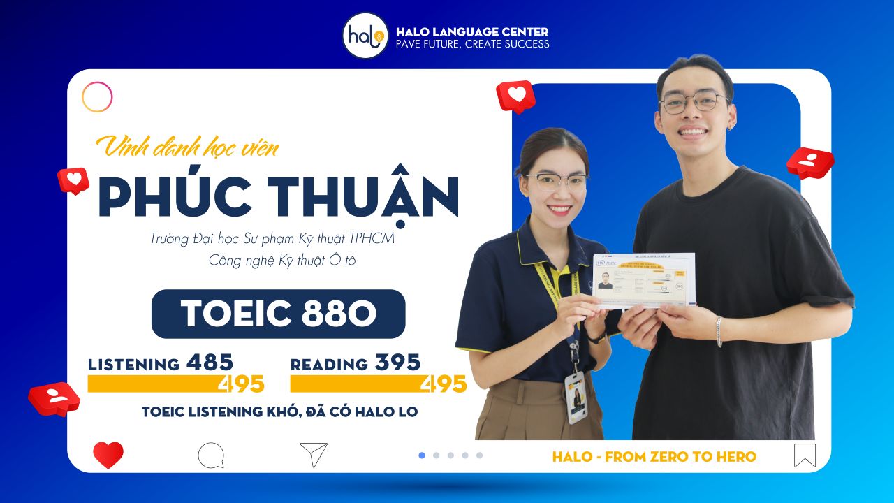 Phúc Thuận xuất sắc đạt được 880 TOEIC chỉ với 1 khóa