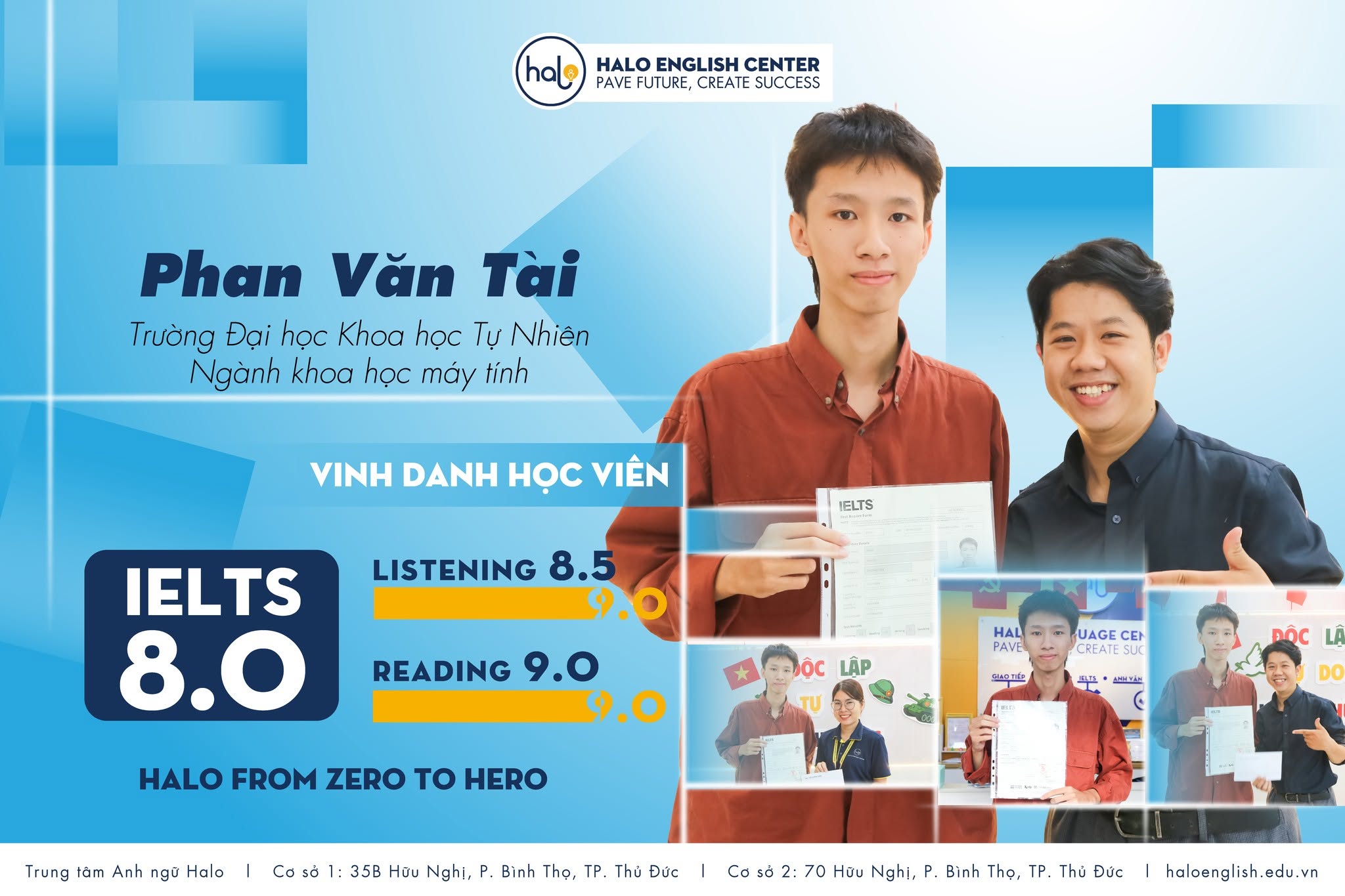 Phan Văn Tại học viên đạt 8.0 IELTS