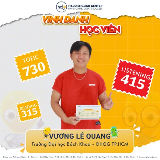 Vinh danh học viên Vương Lê Quang