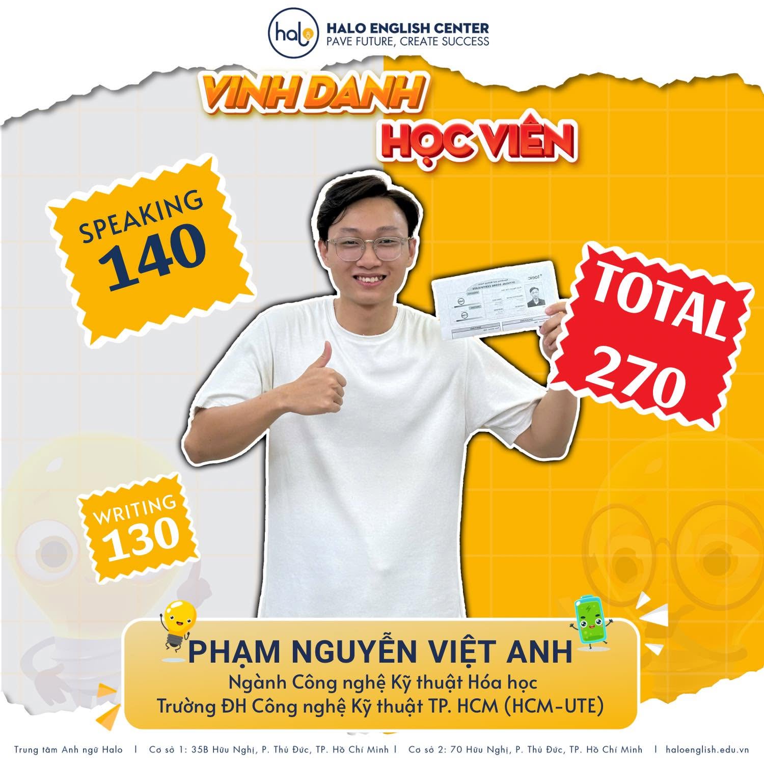 Vinh danh học viên Phạm Nguyễn Việt Anh