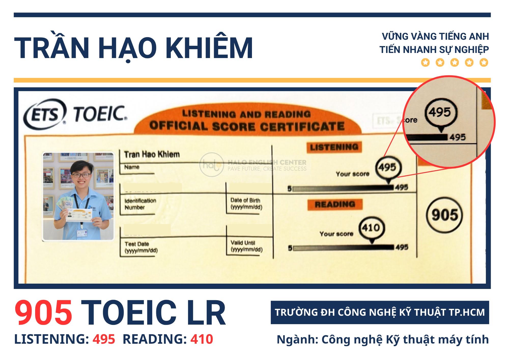 Chứng chỉ TOEIC của Hạo Khiêm